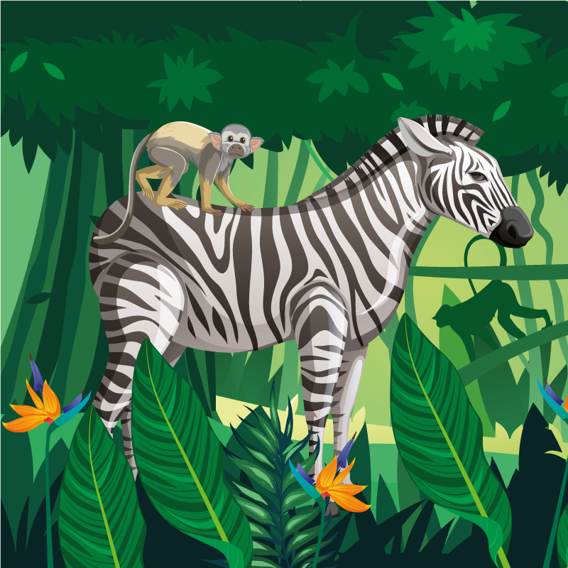 Tappeto vinile per bambini giraffe zebra e scimmia 4 - TenStickers