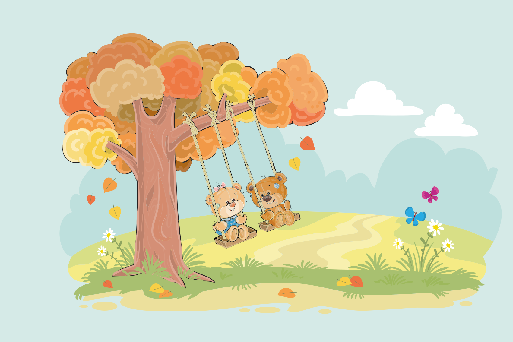Tappeto vinile per bambini orsi di peluche nel bosco - TenStickers