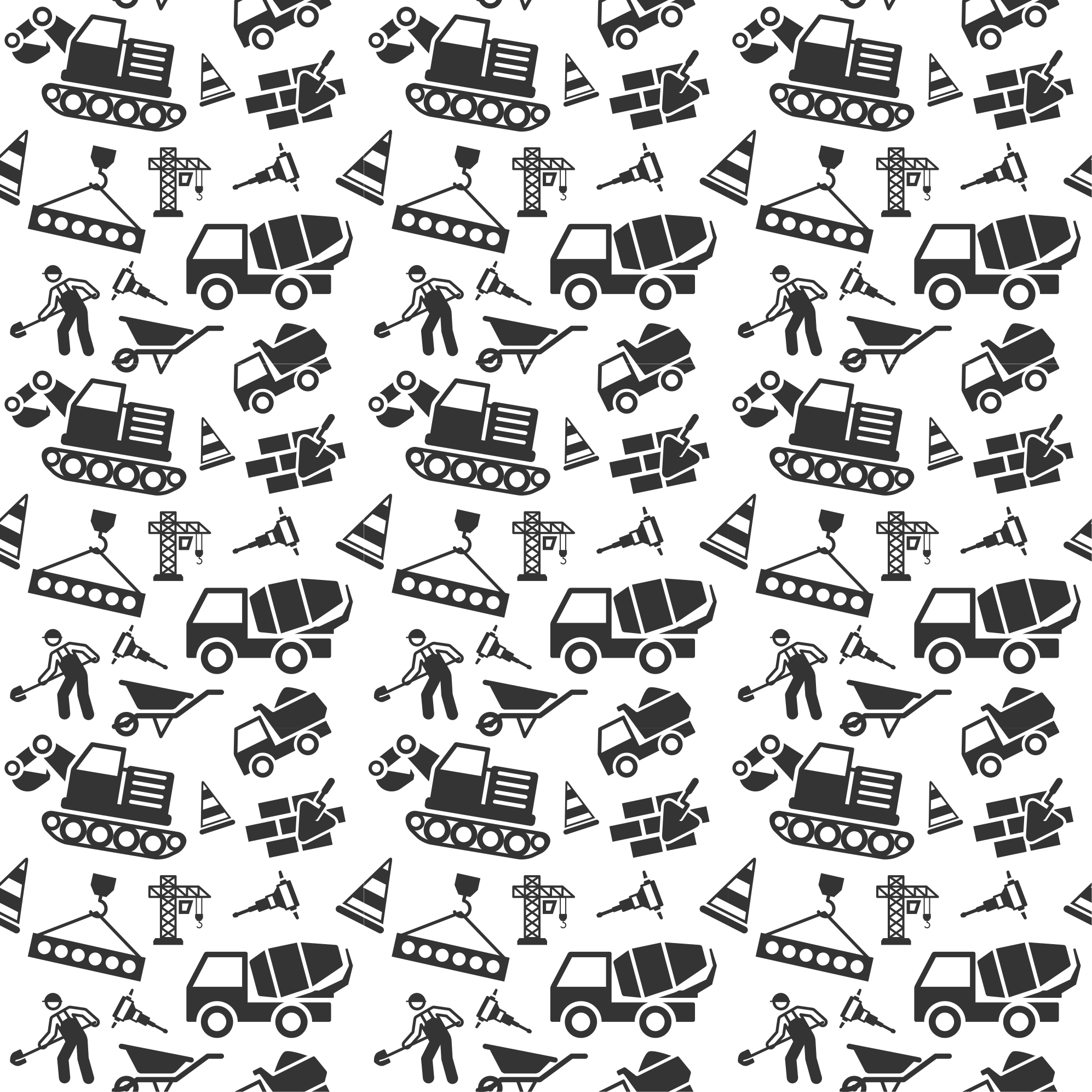 Tappeto vinile per bambini escavatori e camion monocolore - TenStickers