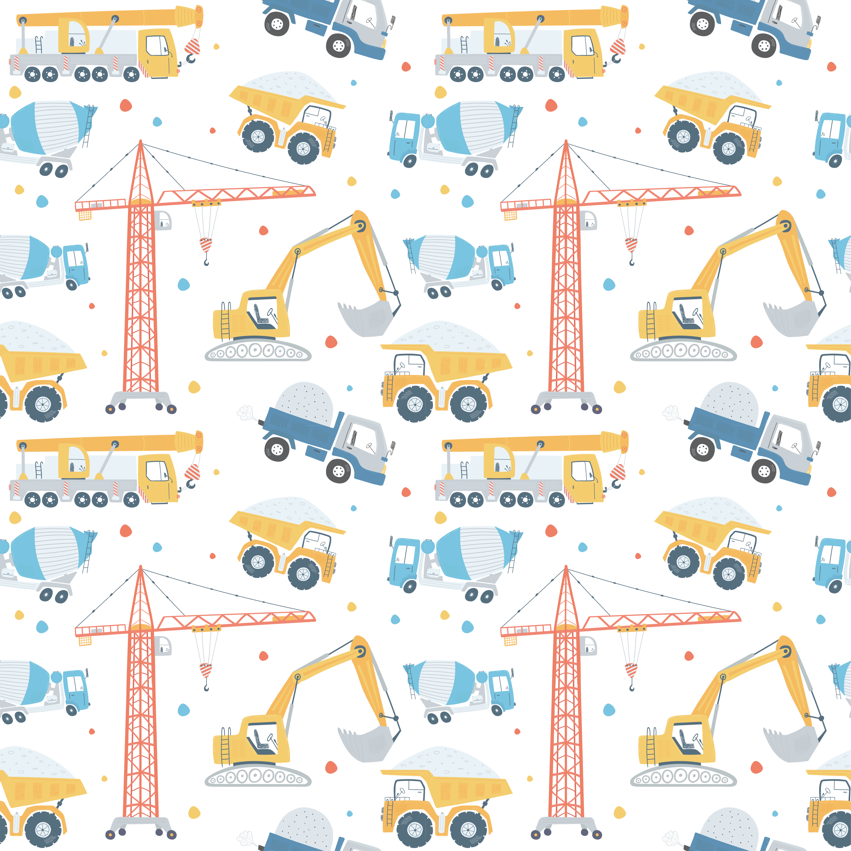 Tappeto vinile per bambini veicoli da costruzione pastello - TenStickers