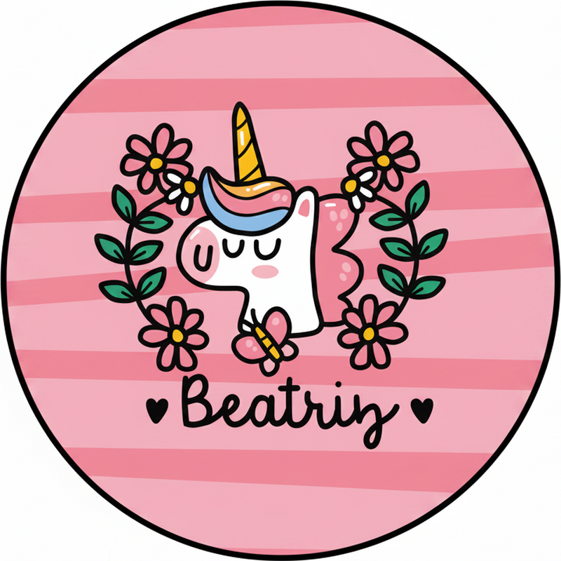 Tappeto vinile per bambini unicorno con fiori - TenStickers