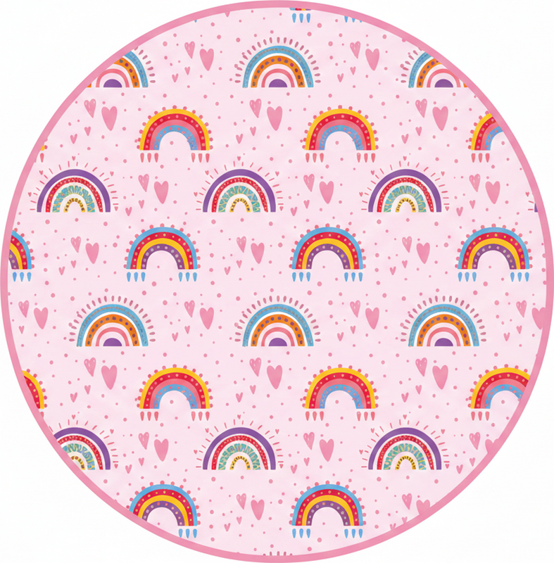 Tappeto vinile per bambini pois rosa e arcobaleni colorati - TenStickers