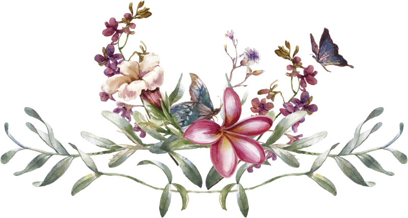 Zerbino pvc farfalle e fiori acquerello - TenStickers