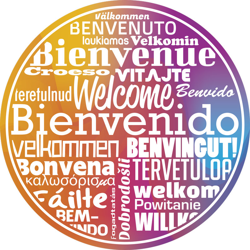 Zerbino pvc benvenuto in tutti i linguaggi - TenStickers