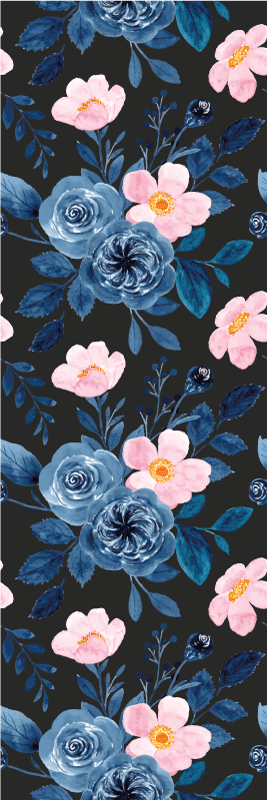 Tappeto in vinile soggiorno motivo blu e rosa su nero - TenStickers