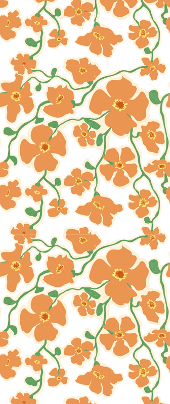 Tappeto in vinile soggiorno fiori margherita arancio verde - TenStickers