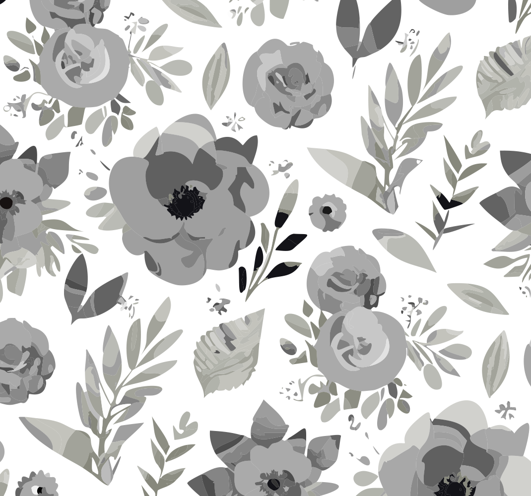 Tappeto vinile grigio fiori aquarella - TenStickers