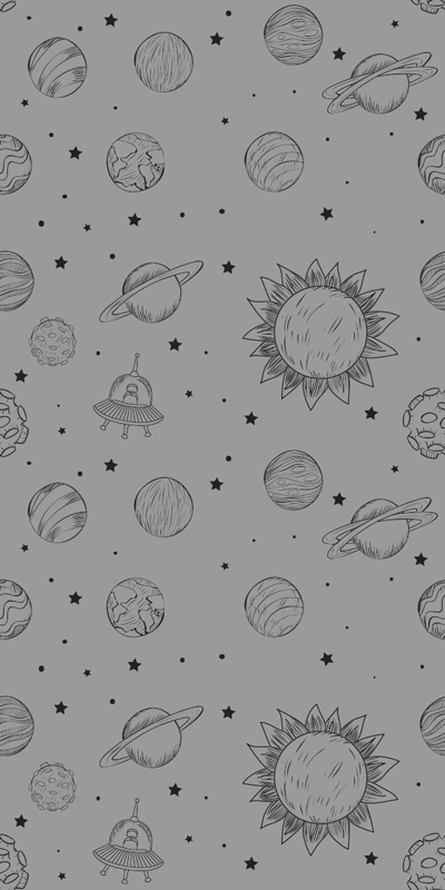 Tappeto vinile grigio schizzo di esplorazione spaziale - TenStickers