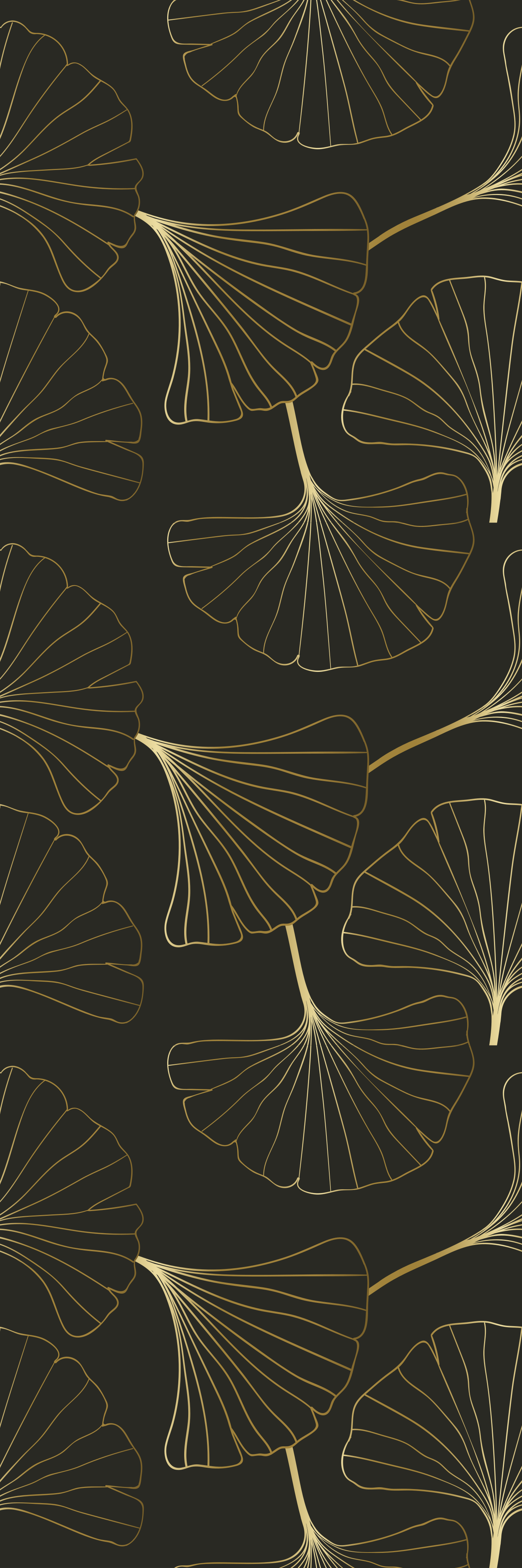 Passatoia corridoio vinile foglie di ginkgo charcoal oro - TenStickers