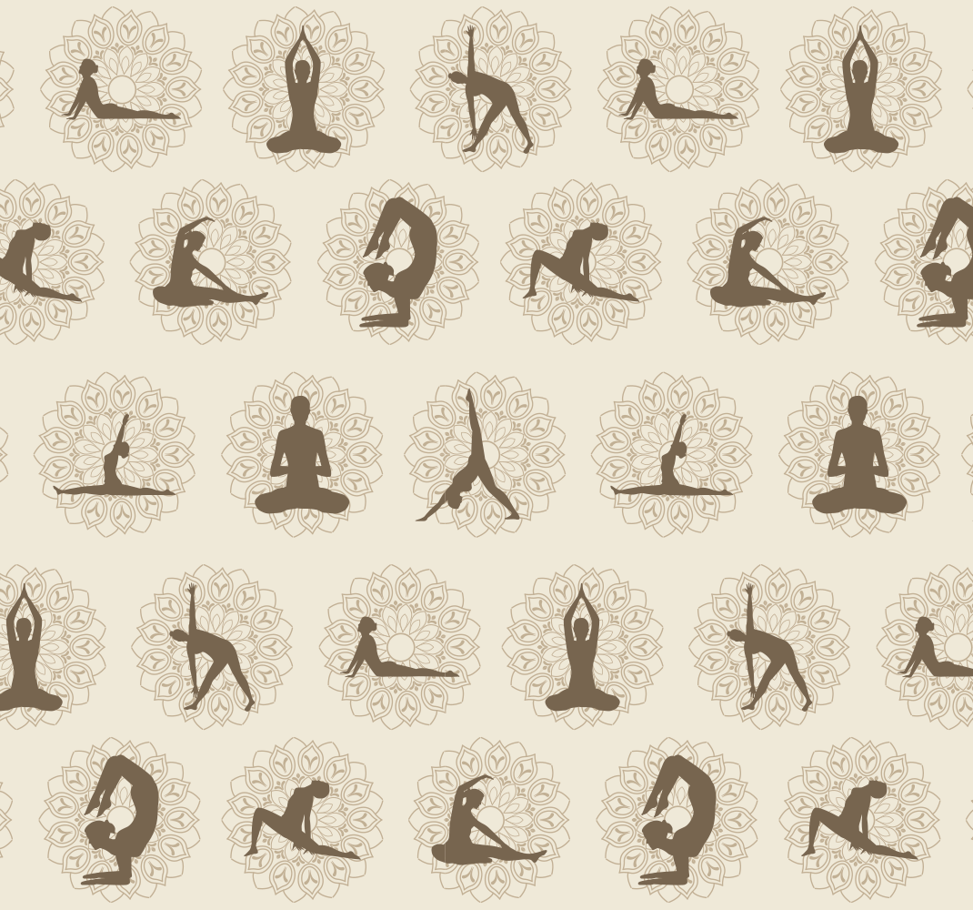 Tappeto vinile beige icone yoga marroni - TenStickers