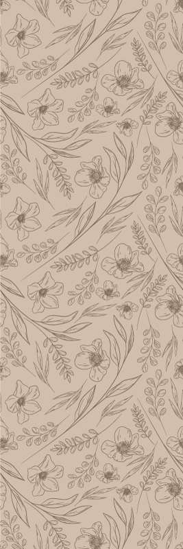 Tappeto vinile beige floreale taupe - TenStickers