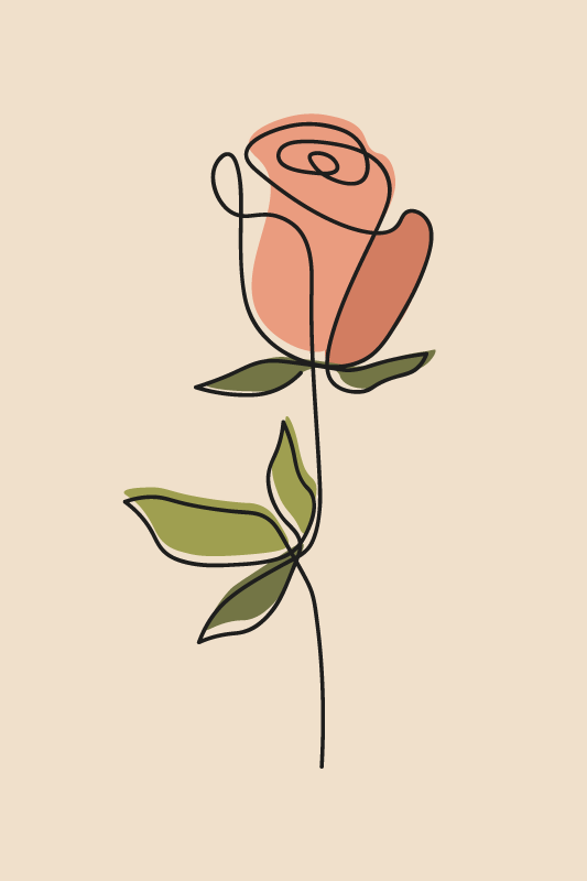 Tappeto vinile beige fiore continuo in linea - TenStickers