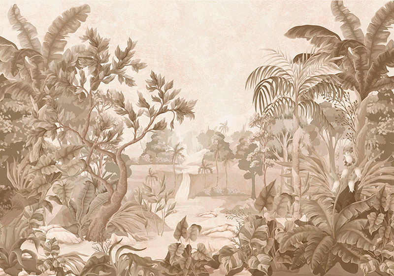 Tappeto vinile beige viste di una giungla tropicale - TenStickers
