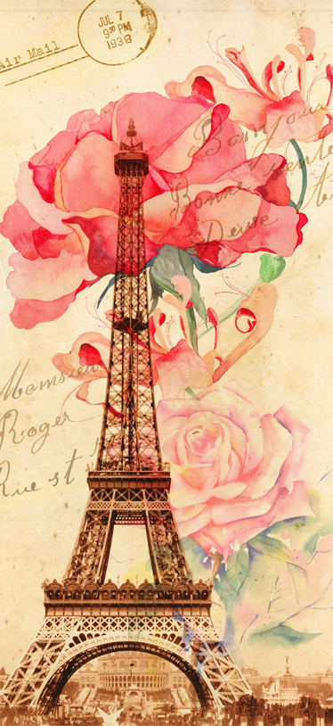 Tappeto vinile beige stile retro parigi - TenStickers
