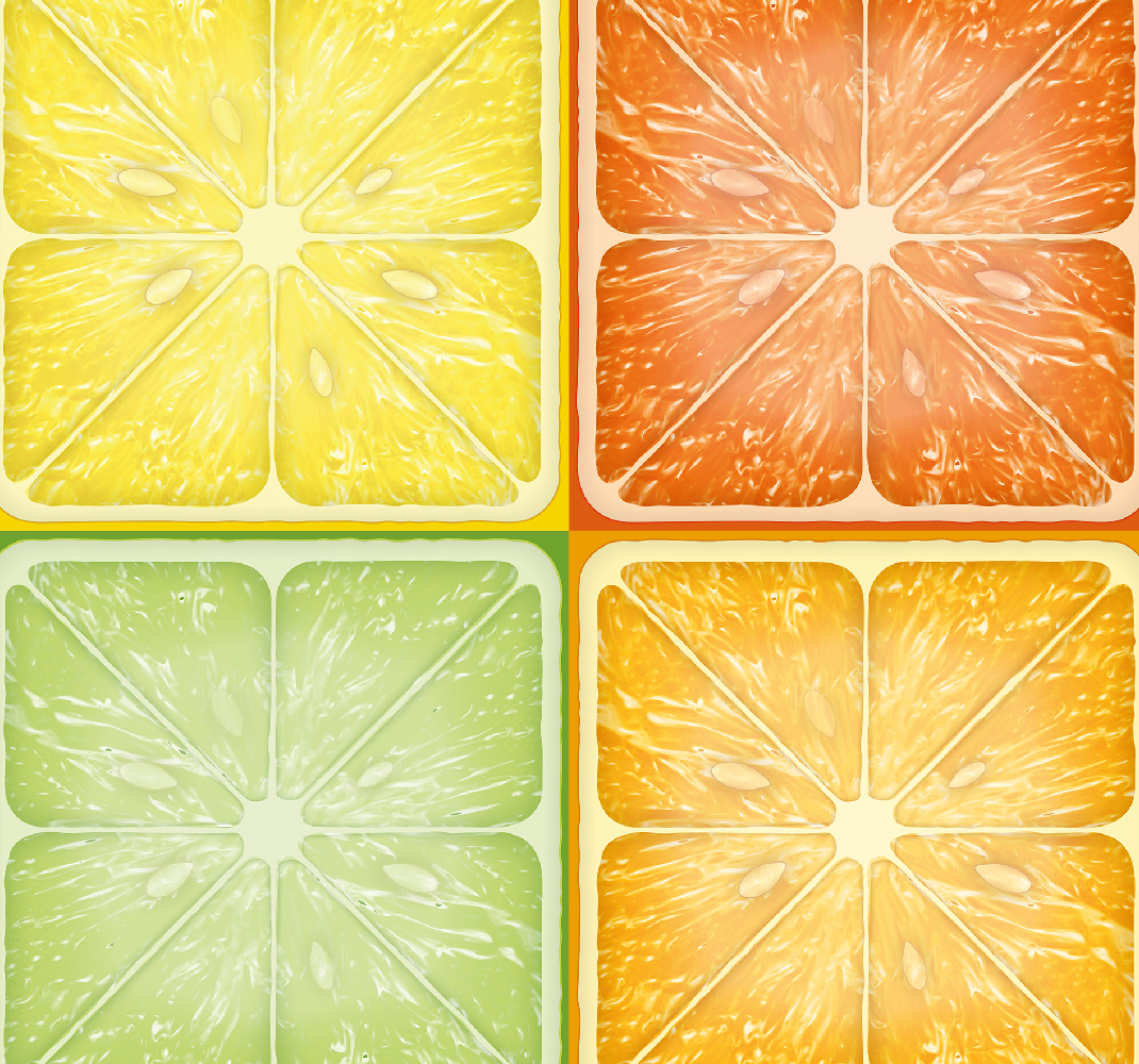 Tappeto vinile giallo texture agrumi colorata - TenStickers