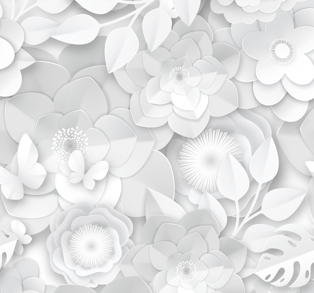 Tappeto vinile bianco fiori bianchi 3d - TenStickers