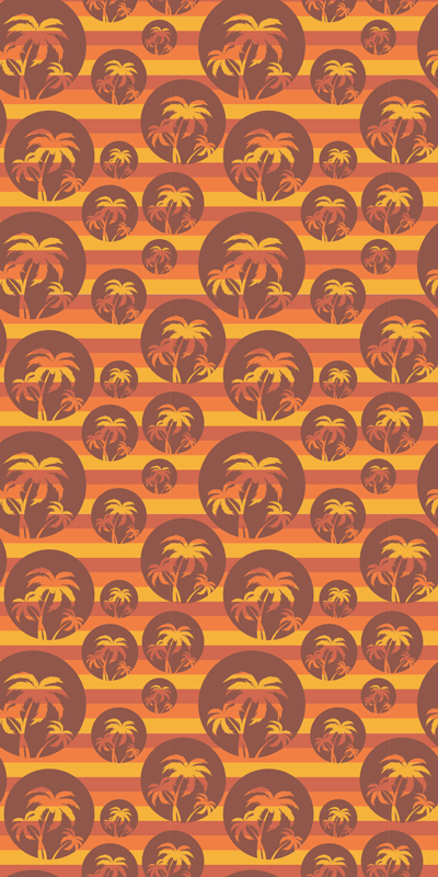 Tappeto vinile marrone tramonto e palme frigo - TenStickers
