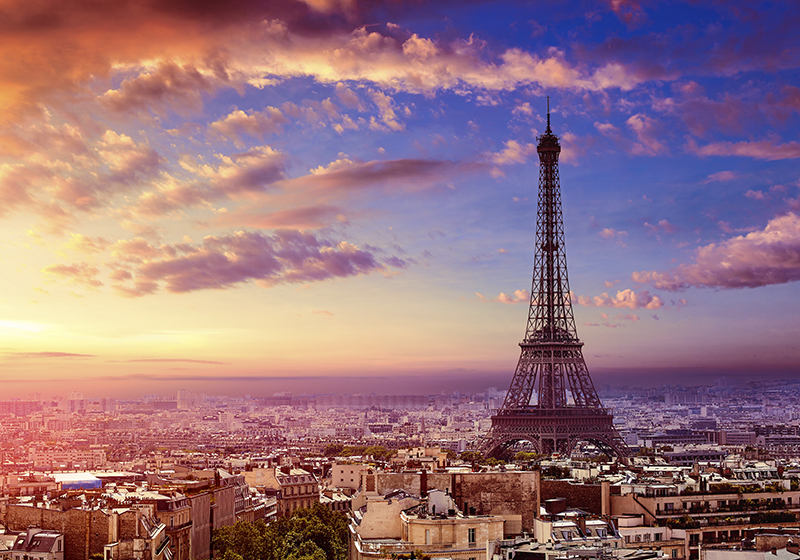 Tappeto vinile viola vista parigi - TenStickers