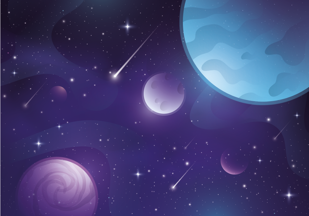 Tappeto vinile viola spazio misterioso con stelle cadenti - TenStickers