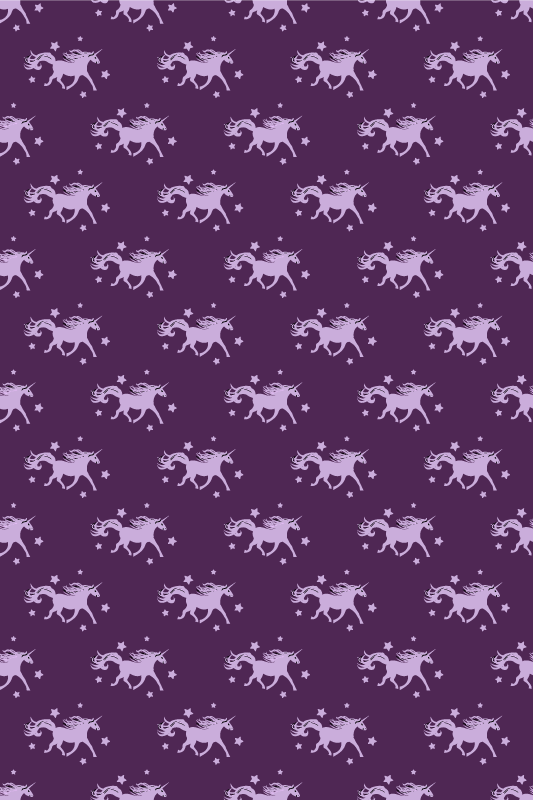 Tappeto vinile viola unicorni semplici su sfondo viola - TenStickers