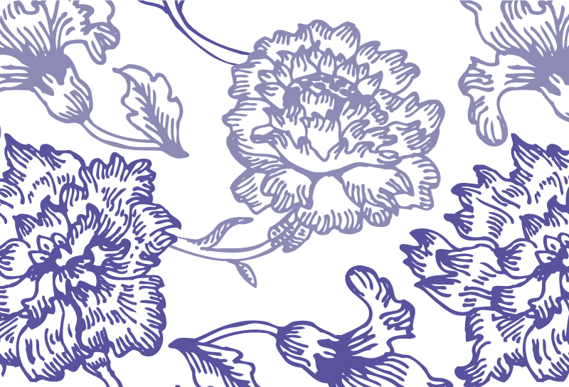 Tappeto vinile viola con motivo floreale morbido - TenStickers