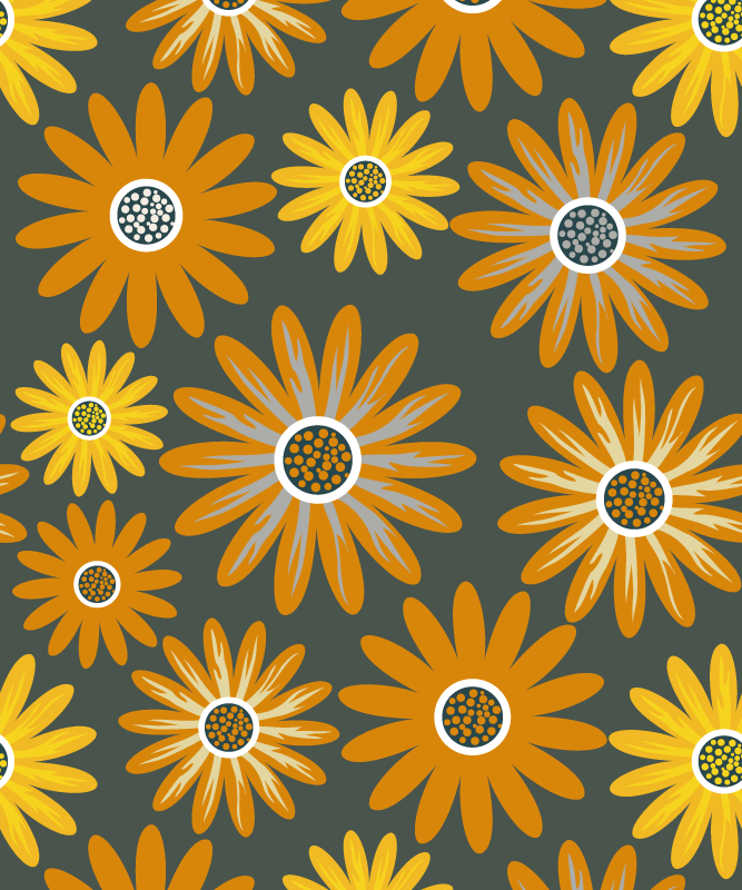 Tappeto vinile arancione fiori di margherita arancioni - TenStickers