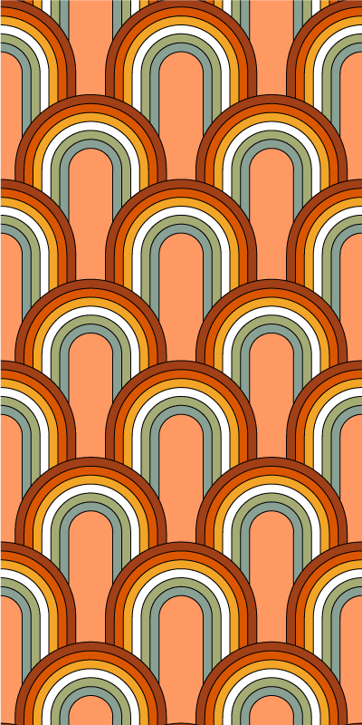 Tappeto vinile arancione motivo arcobaleno anni '70 - TenStickers
