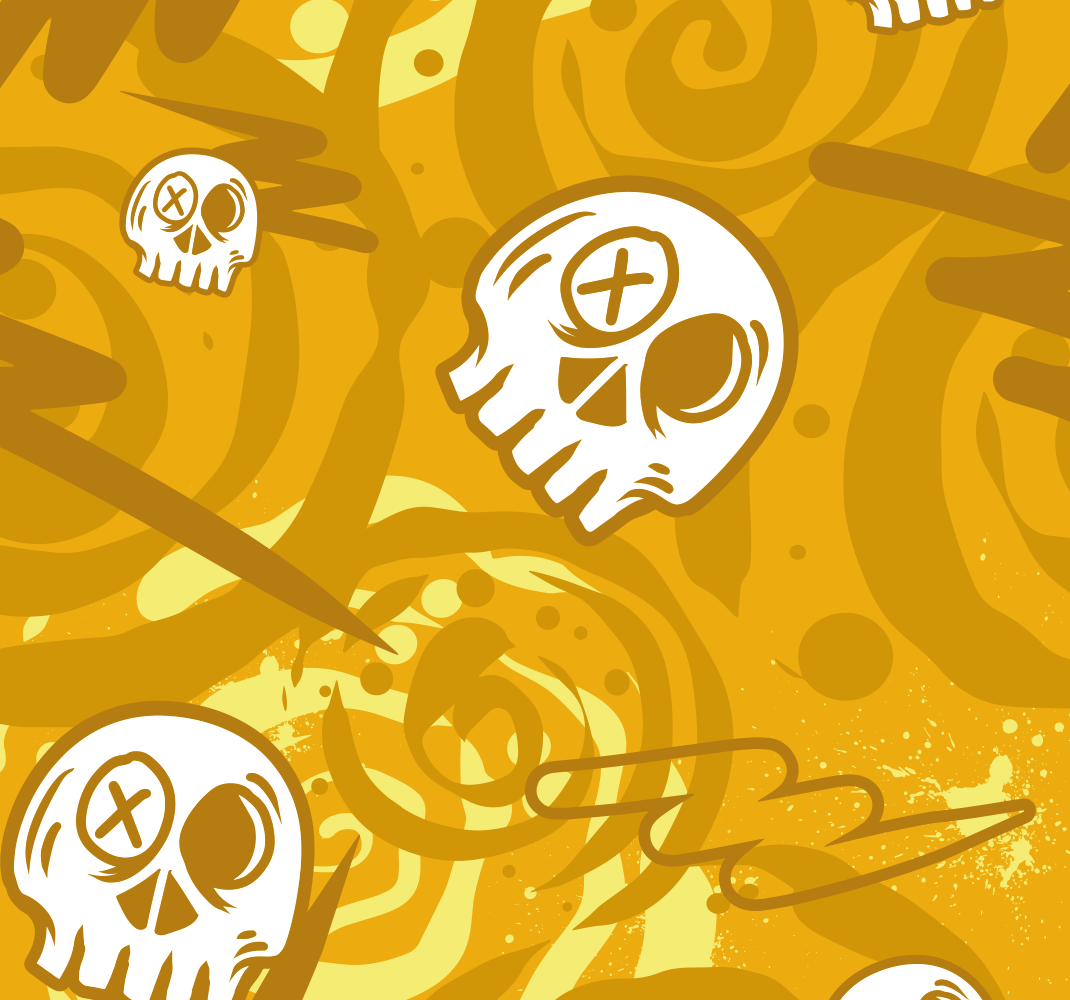 Tappeto vinile arancione graffiti con teschi - TenStickers