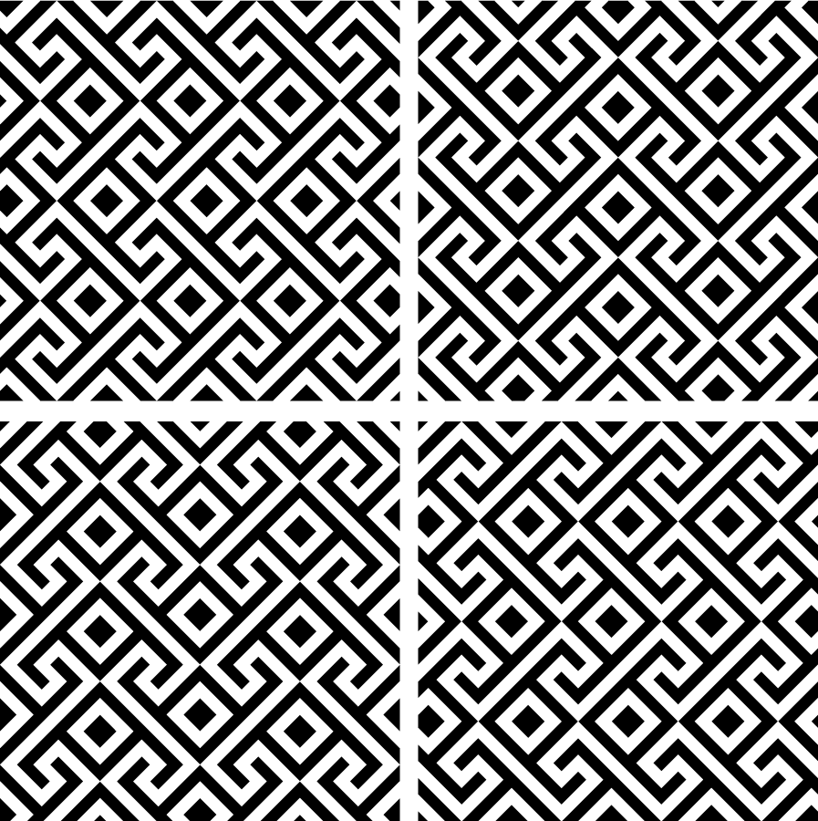 Tappeto vinile nero motivo geometrico bianco e nero - TenStickers