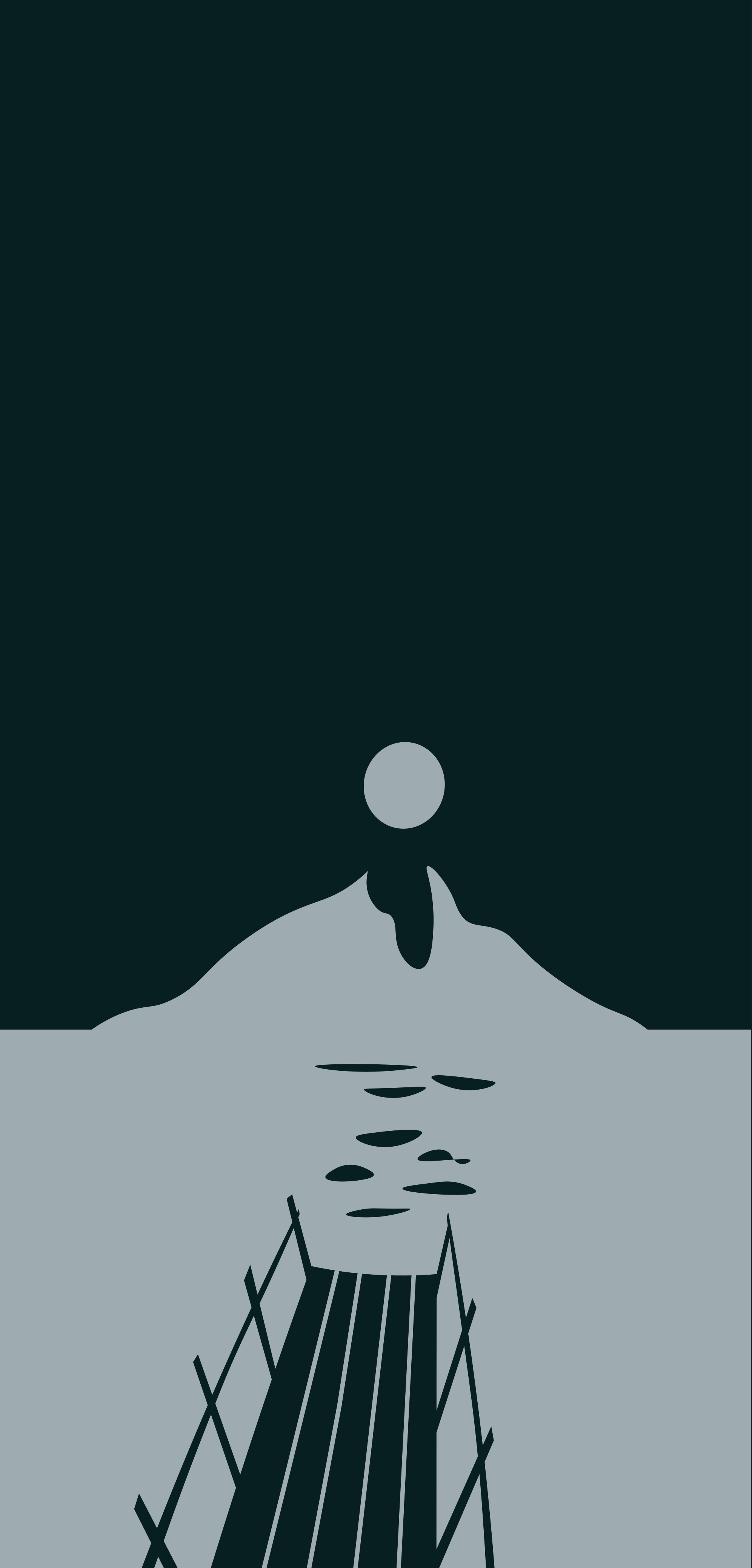 Tappeto vinile nero molo di legno al lago con montagne - TenStickers