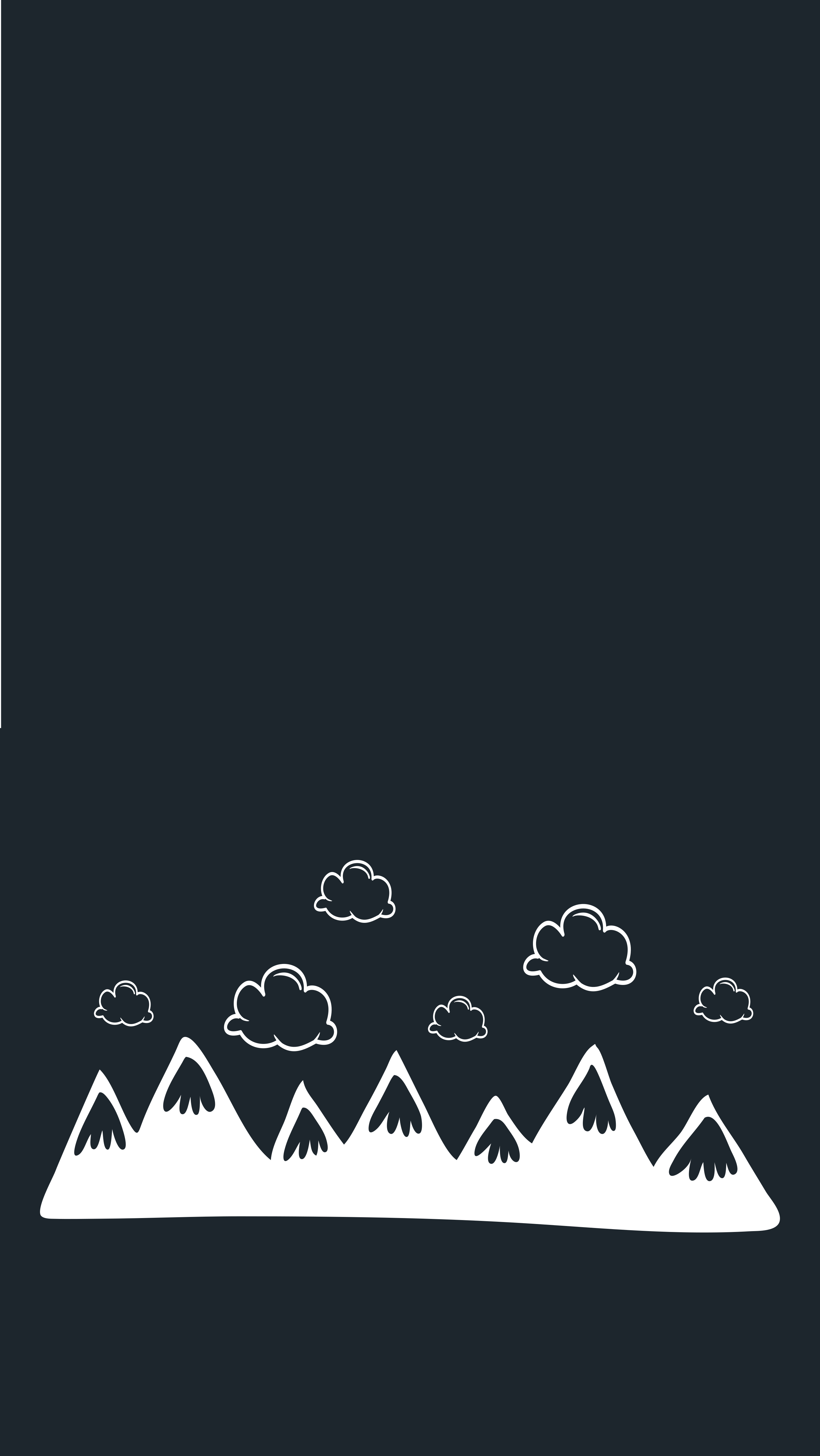 Tappeto vinile nero montagne disegnate a mano con nuvole - TenStickers