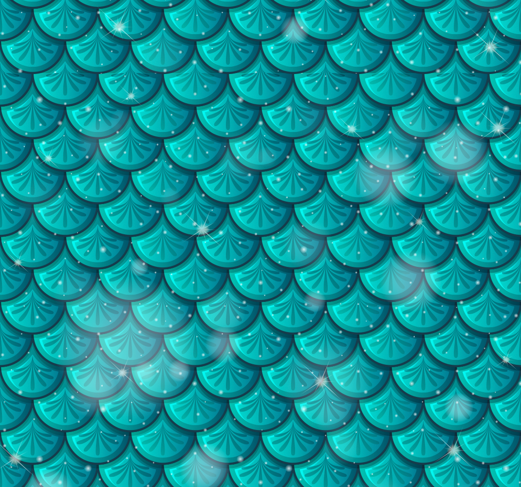 Tappeto vinile verde squame blu sirena - TenStickers