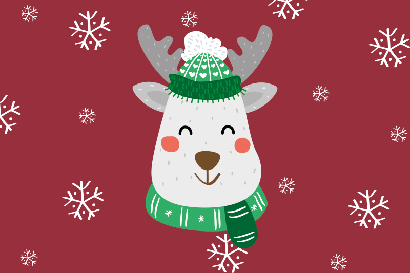 Tappeto vinile rosso cervo di natale per bambini - TenStickers