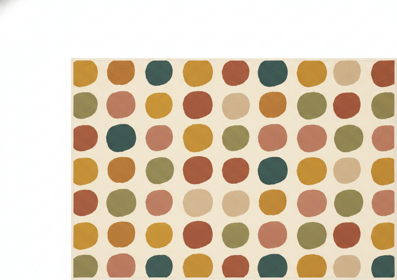 Tappeto vinile rosso motivo a pois nei colori boho - TenStickers