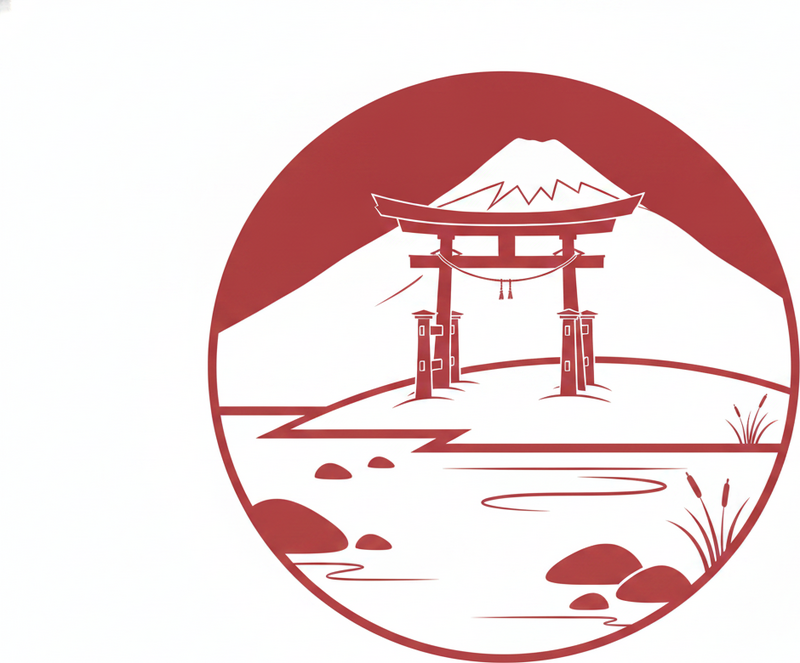 Tappeto vinile rosso struttura giapponese lago montagne - TenStickers