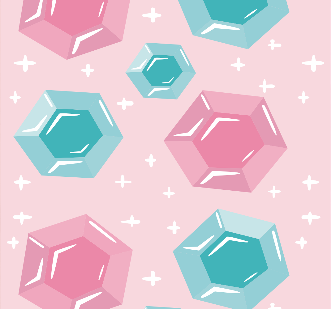 Tappeto vinile rosa gemme geometriche dai toni brillanti - TenStickers