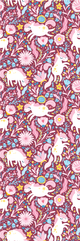 Tappeto vinile rosa design con unicorni bellissimi - TenStickers