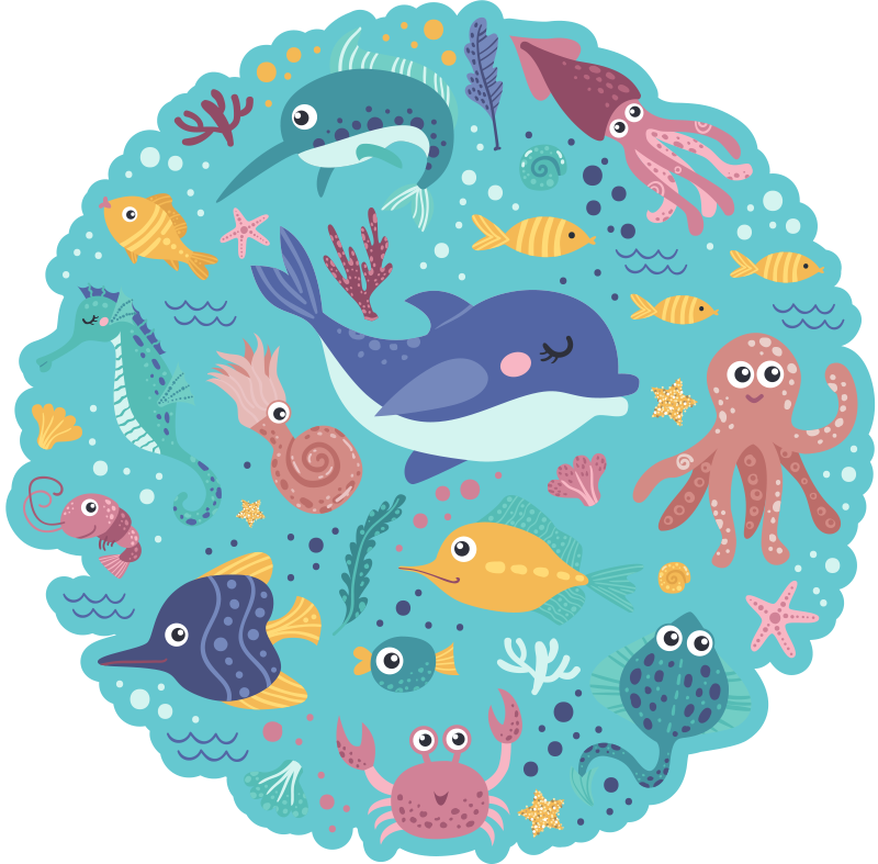 Tappeto rotondo in vinile animali di pesce - TenStickers