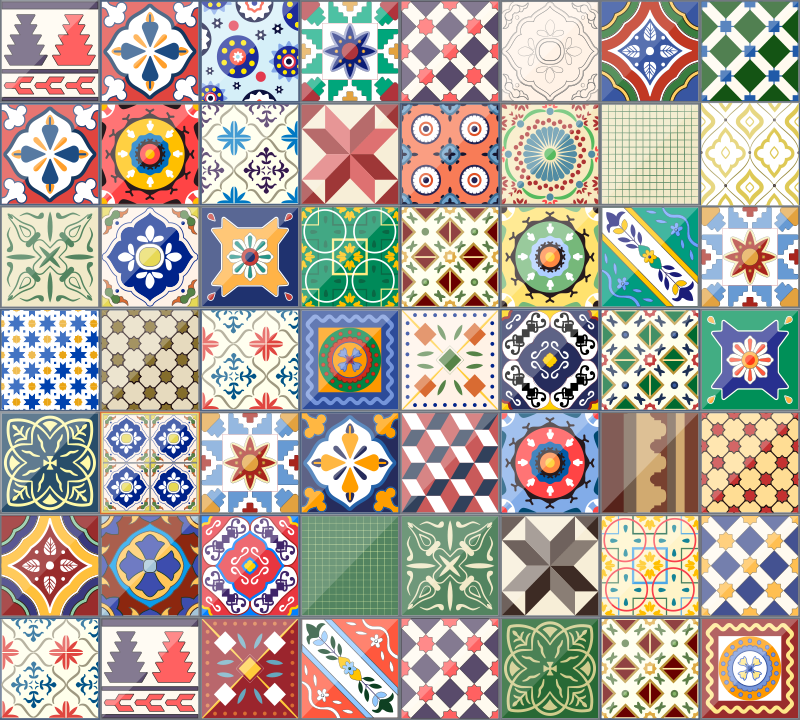 Tappeto vinile piastrelle effetto mosaico colorato - TenStickers