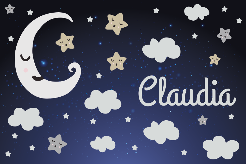 Favoloso tappeto in vinile per bambini luna e stelle - TenStickers