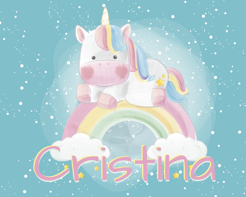Tappeto in vinile per bambini unicorno personalizzabile - TenStickers