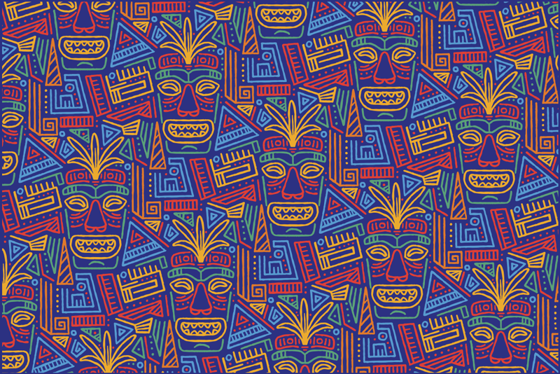 Tappeto in vinile colorato maschere tribali - TenStickers