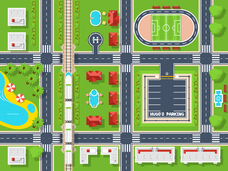 Tappeto vinile strade paesaggio urbano giocoso - TenStickers