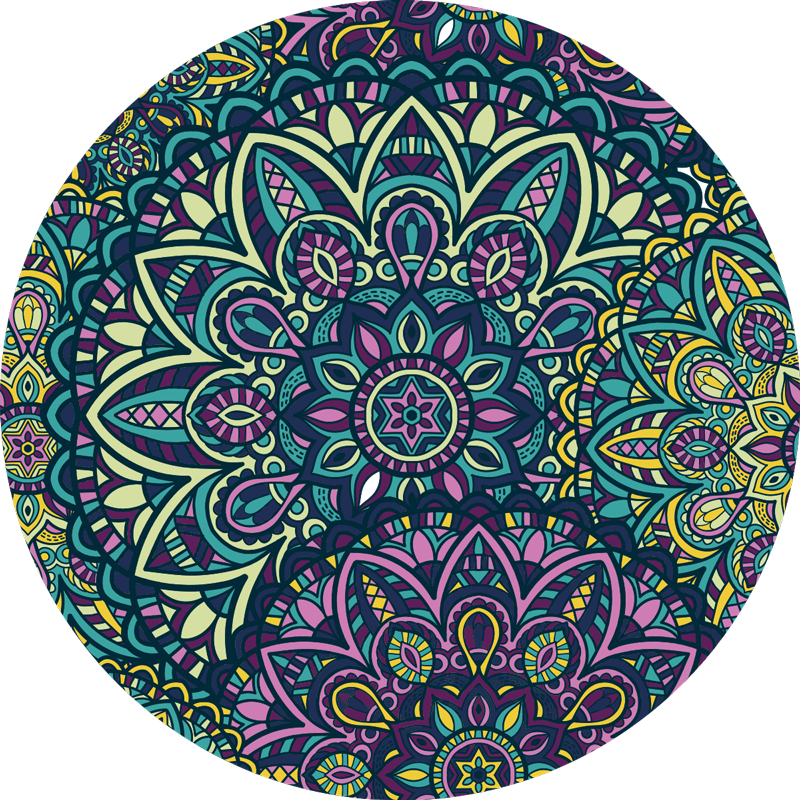 Tappeto vinile rotondo mandala composizione tonda - TenStickers