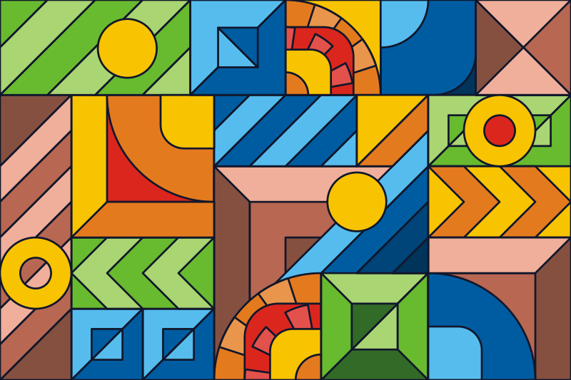 Tappeto vinile geometrico blocchi di colore geometrici - TenStickers