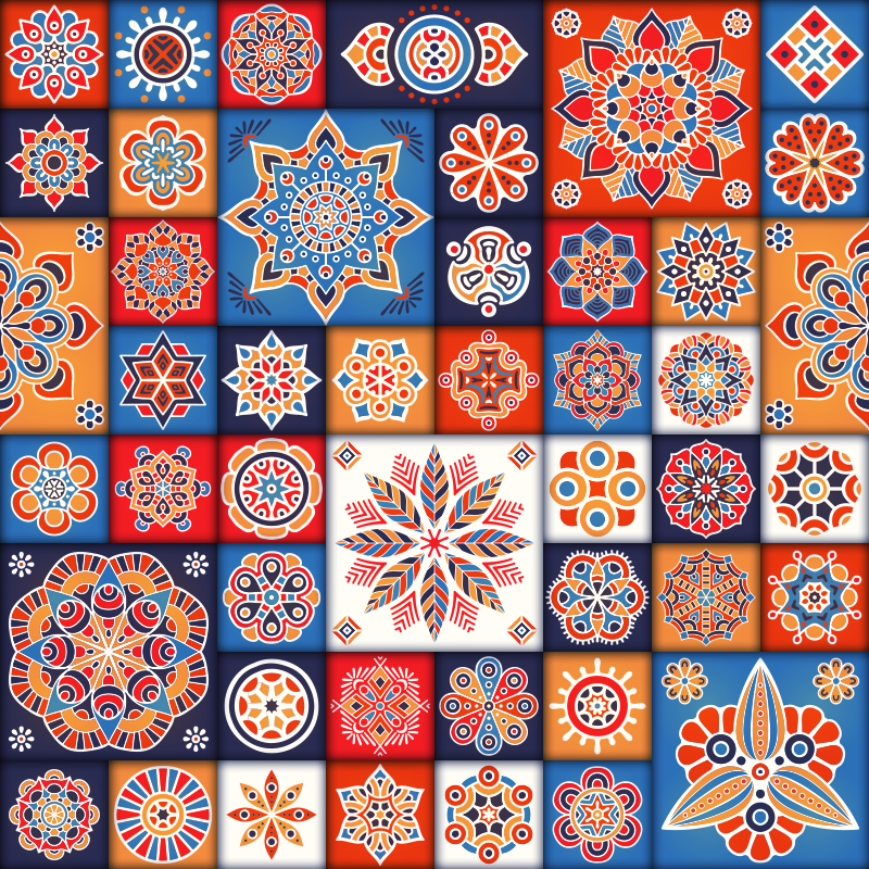 Tappeto vinile geometrico piastrelle a mosaico - TenStickers