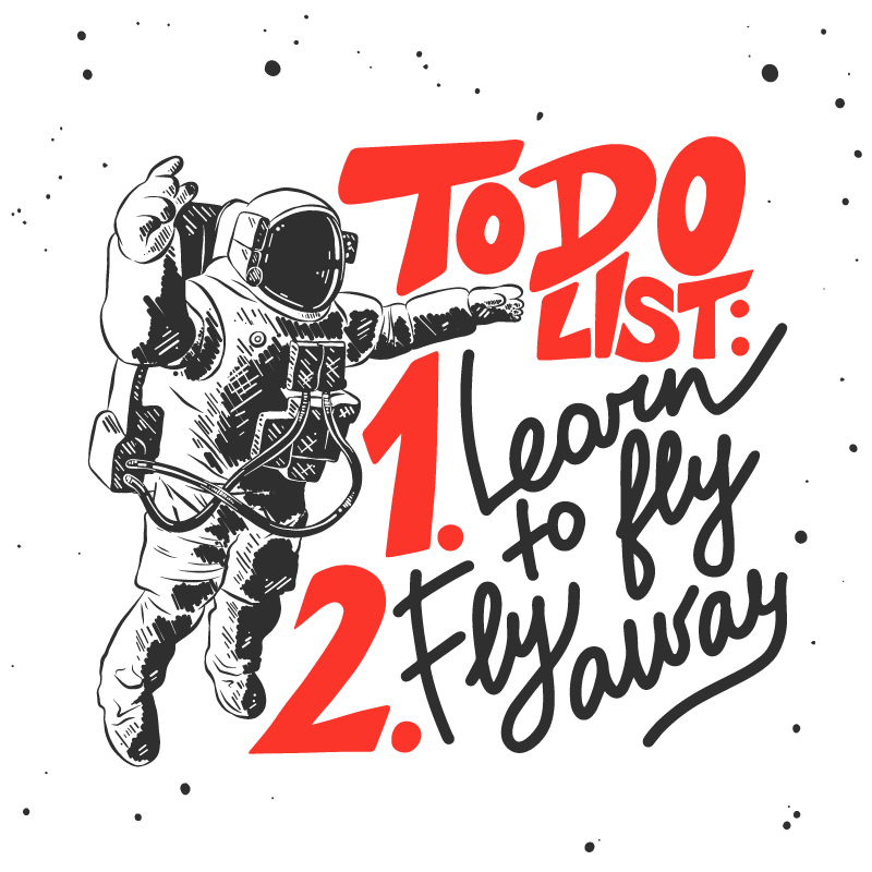 Tappeto vinile frase lista delle cose da fare astronauta - TenStickers