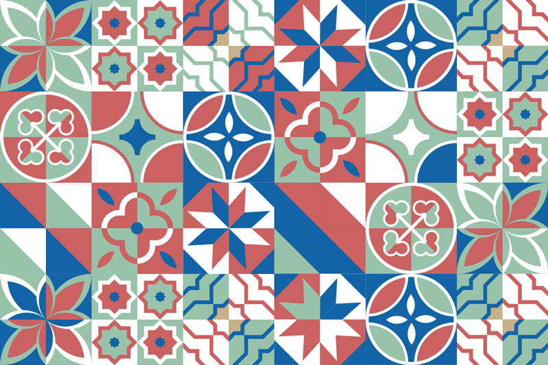 Tappeto PVC cucina piastrelle con motivi diversi - TenStickers