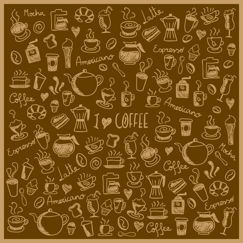 Tappeto pvc cucina collezione di doodle di caffè - TenStickers