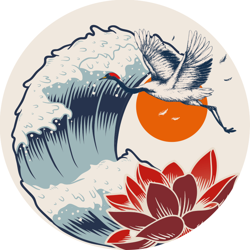 Tappeto vinile animali tramonto sull'oceano della gru - TenStickers